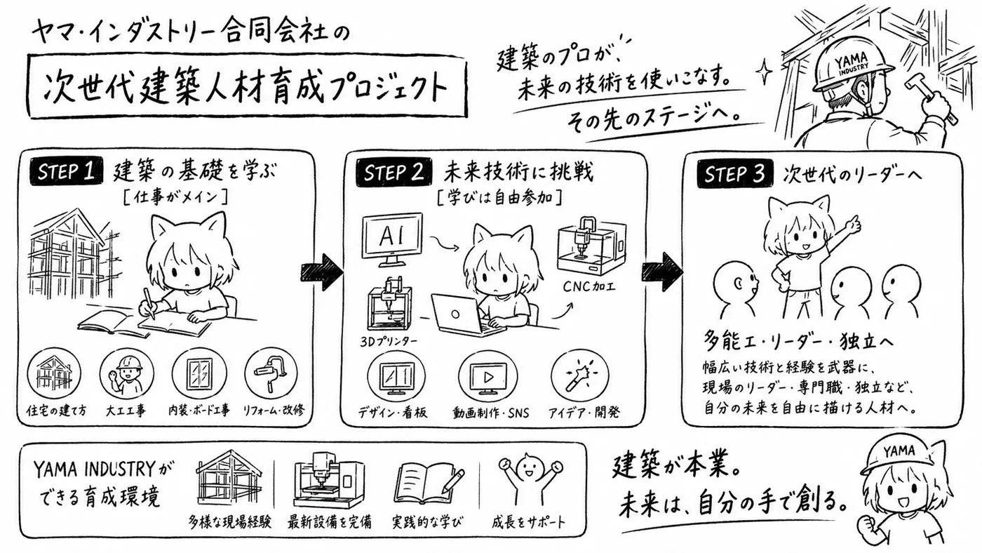 育成プロジェクトの3ステップを示した図